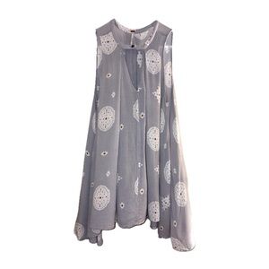 Free People Tree Swing Tunic Washed Stone Combo Blue Gray Sleeveless - Size XS